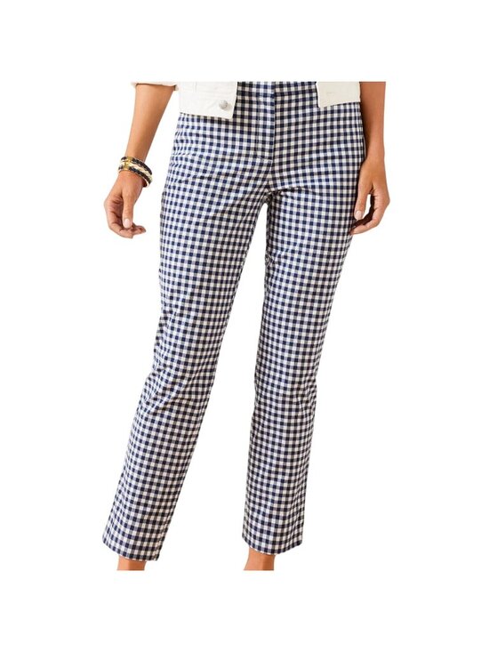 Talbots Pants - Talbots Perfect Crops Pants Womens 16P Sunrise Gingham Navy Blue White Cropped